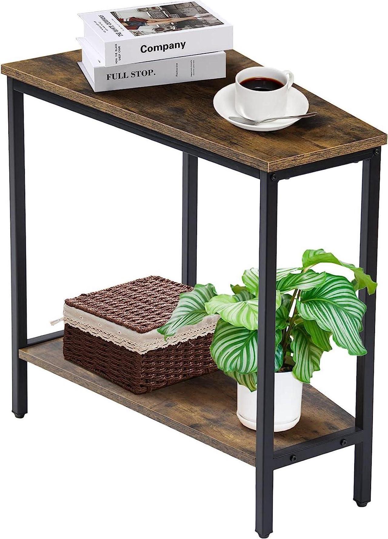 Main image of Wedge End Table - Narrow Triangle End Table - Recliner Table with Storage - Corner Tables for Living Room - Chair Side Tables for Small Spaces - Rectangle Magazine Rack Table - Tall Slim Side Table