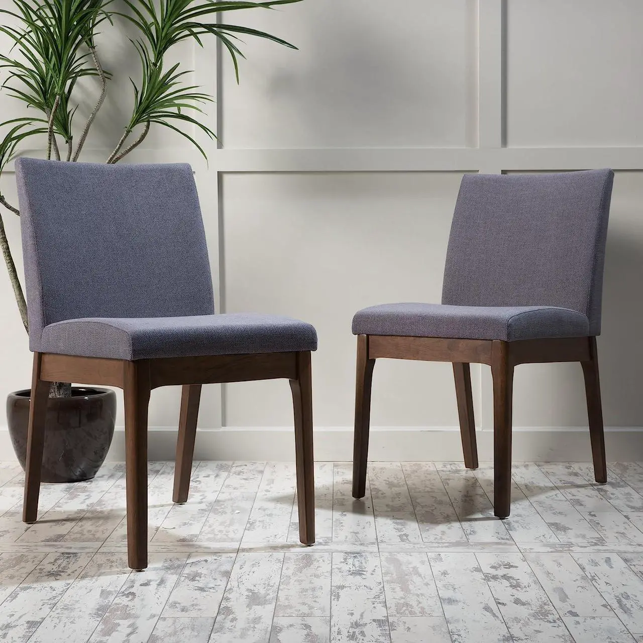 Alt view image 2 of 7 - Christopher Knight Home Kwame Fabric / Walnut Finish Dining Chairs, 2-Pcs Set, Dark Grey, Welcome to consult