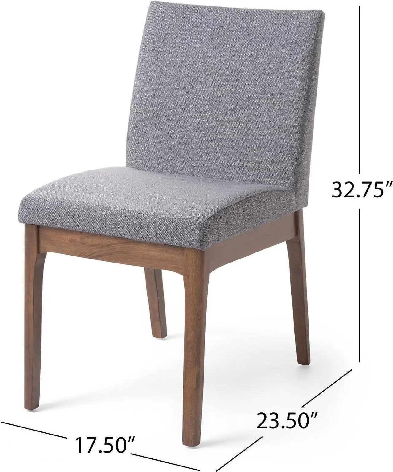 Alt view image 3 of 7 - Christopher Knight Home Kwame Fabric / Walnut Finish Dining Chairs, 2-Pcs Set, Dark Grey, Welcome to consult
