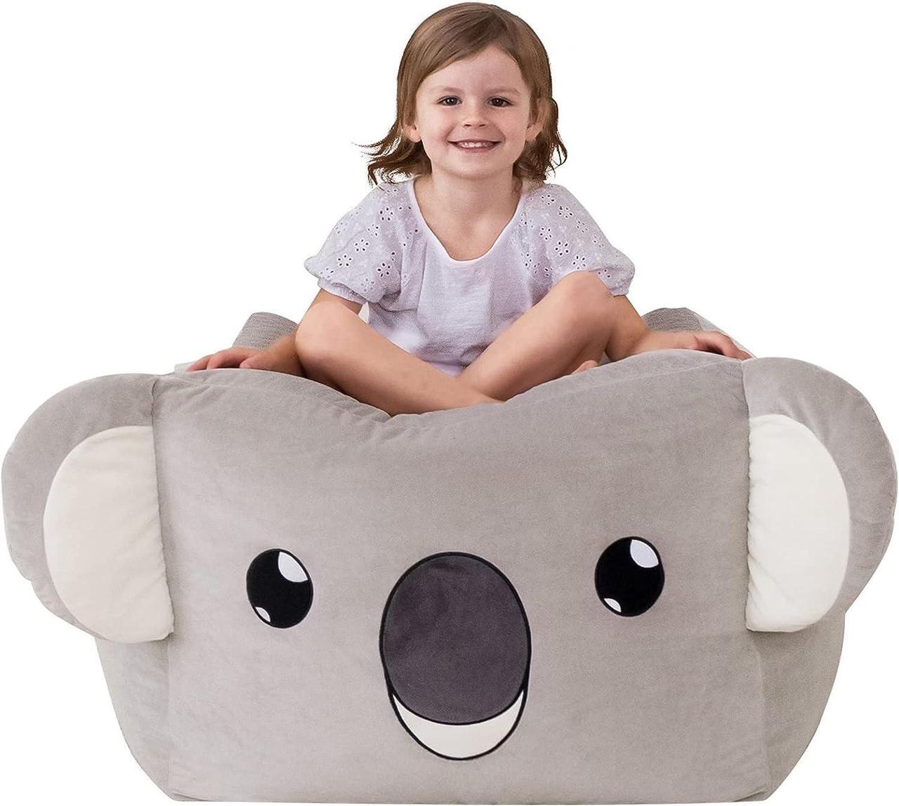 Main image of Aubliss Unicorn Stuffed Animal Storage Bean Bag Chair for Kids, Velvet Extra Soft Beanbag Chairs Cover, X-Large Stuffable Zipper Bean Bag for Organizing Plush Toys Girls Bedroom Decor, Koala