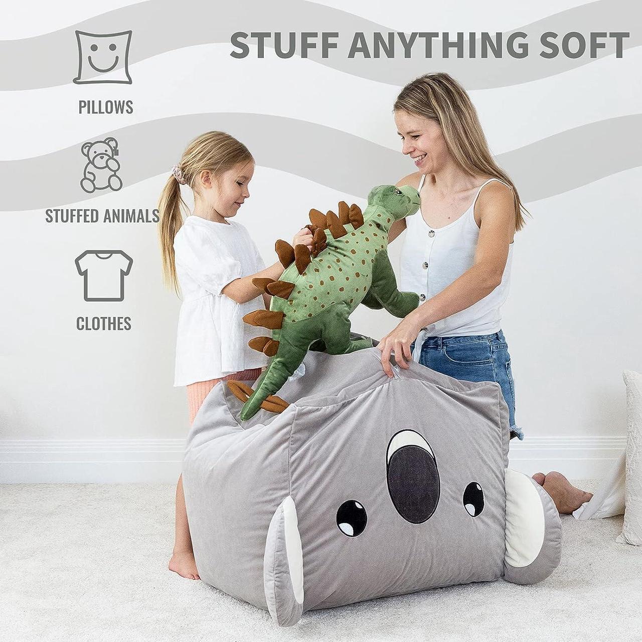 Alt view image 4 of 5 - Aubliss Unicorn Stuffed Animal Storage Bean Bag Chair for Kids, Velvet Extra Soft Beanbag Chairs Cover, X-Large Stuffable Zipper Bean Bag for Organizing Plush Toys Girls Bedroom Decor, Koala