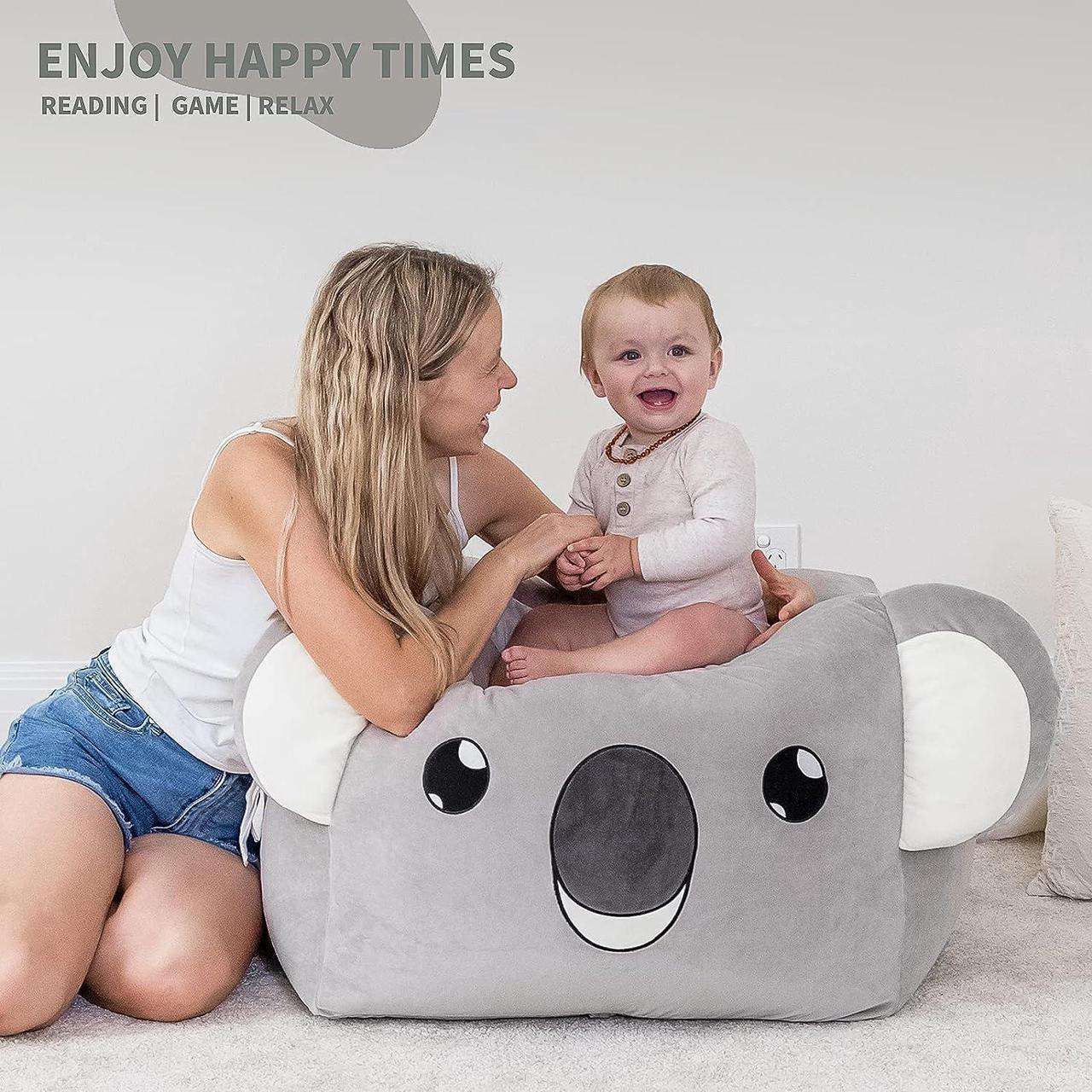 Alt view image 5 of 5 - Aubliss Unicorn Stuffed Animal Storage Bean Bag Chair for Kids, Velvet Extra Soft Beanbag Chairs Cover, X-Large Stuffable Zipper Bean Bag for Organizing Plush Toys Girls Bedroom Decor, Koala