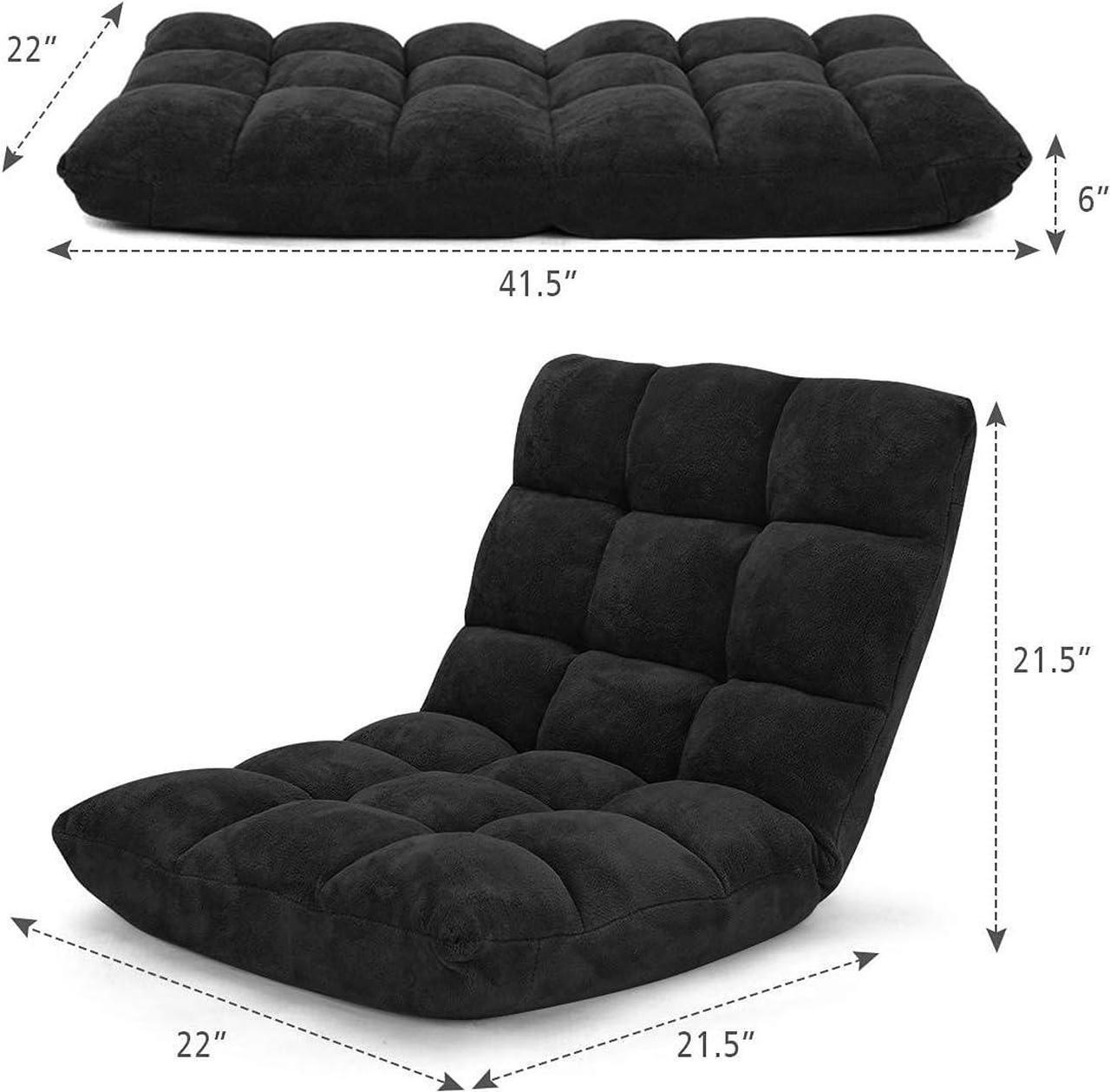 Alt view image 3 of 7 - BestComfort Adjustable 14-Position Memory Foam Floor Chair, Folding Gaming Sofa Chair with Back Support, Chaise Lounge Sleeper Bed Couch Recliner for Reading Gaming Meditating, Fully Assembled (Black)