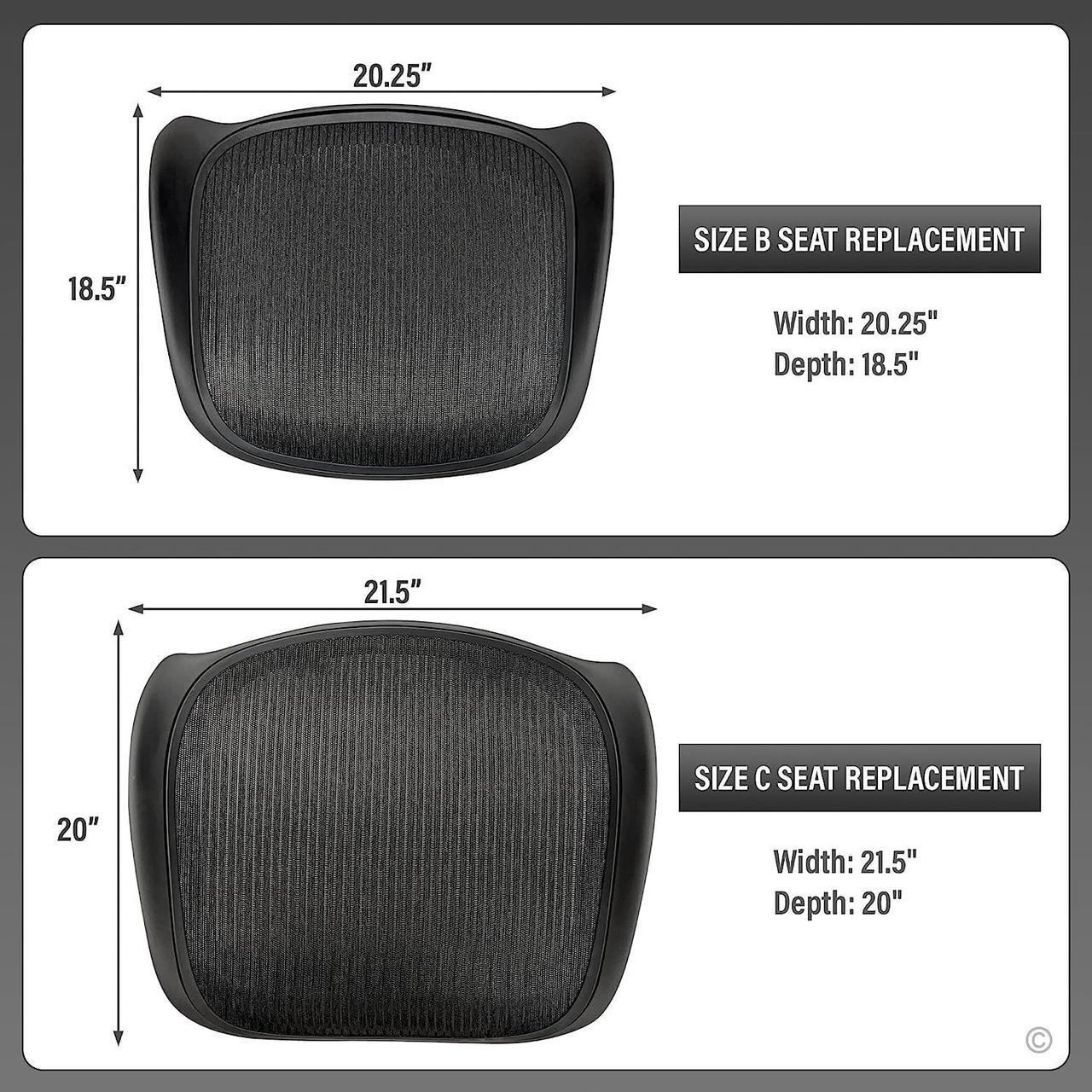 Alt view image 2 of 5 - Replacement Seat for Herman Miller Classic Aeron Size B Medium (Black Mesh)