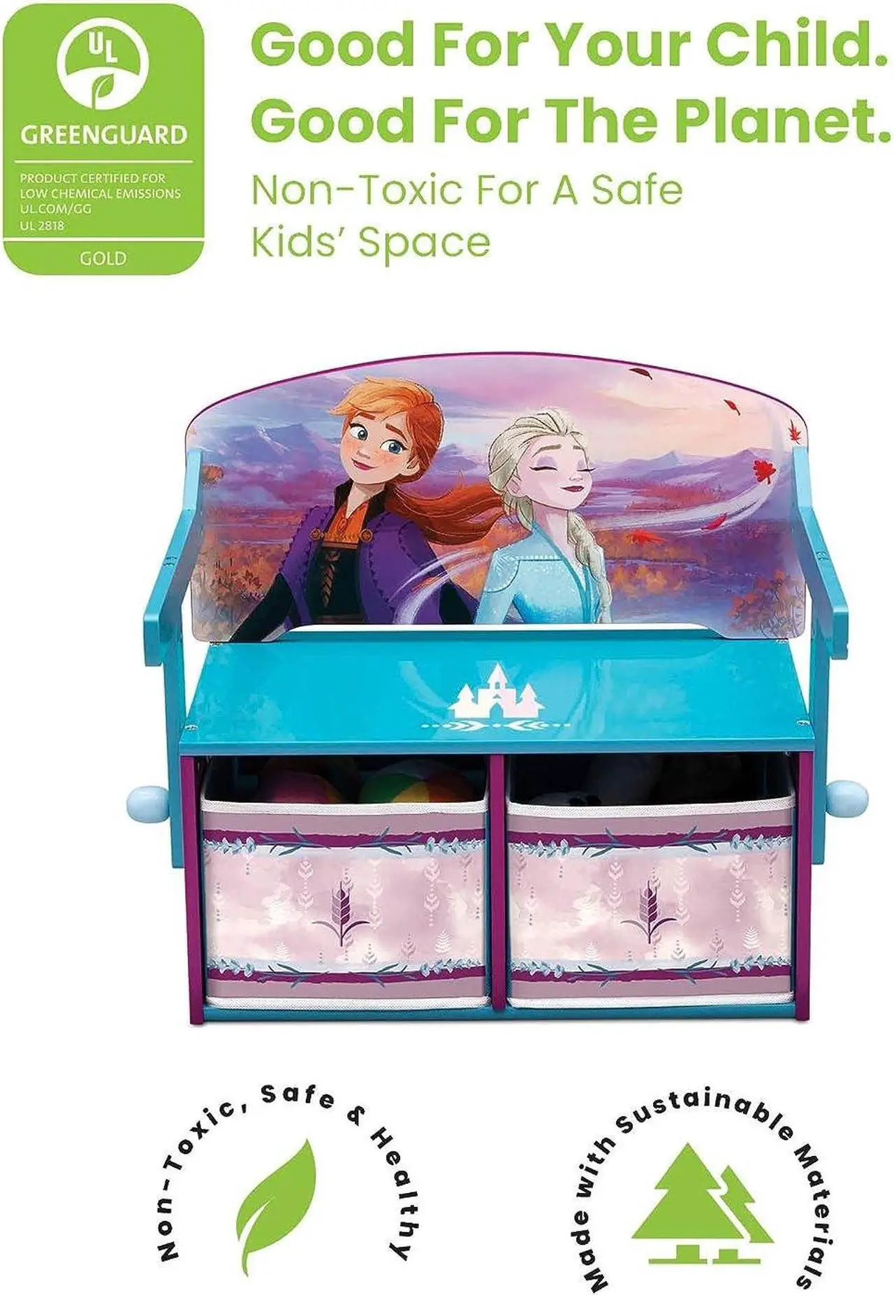 Alt view image 5 of 7 - Delta Children Kids Convertible Activity Bench - Greenguard Gold Certified, Frozen II, Welcome to consult