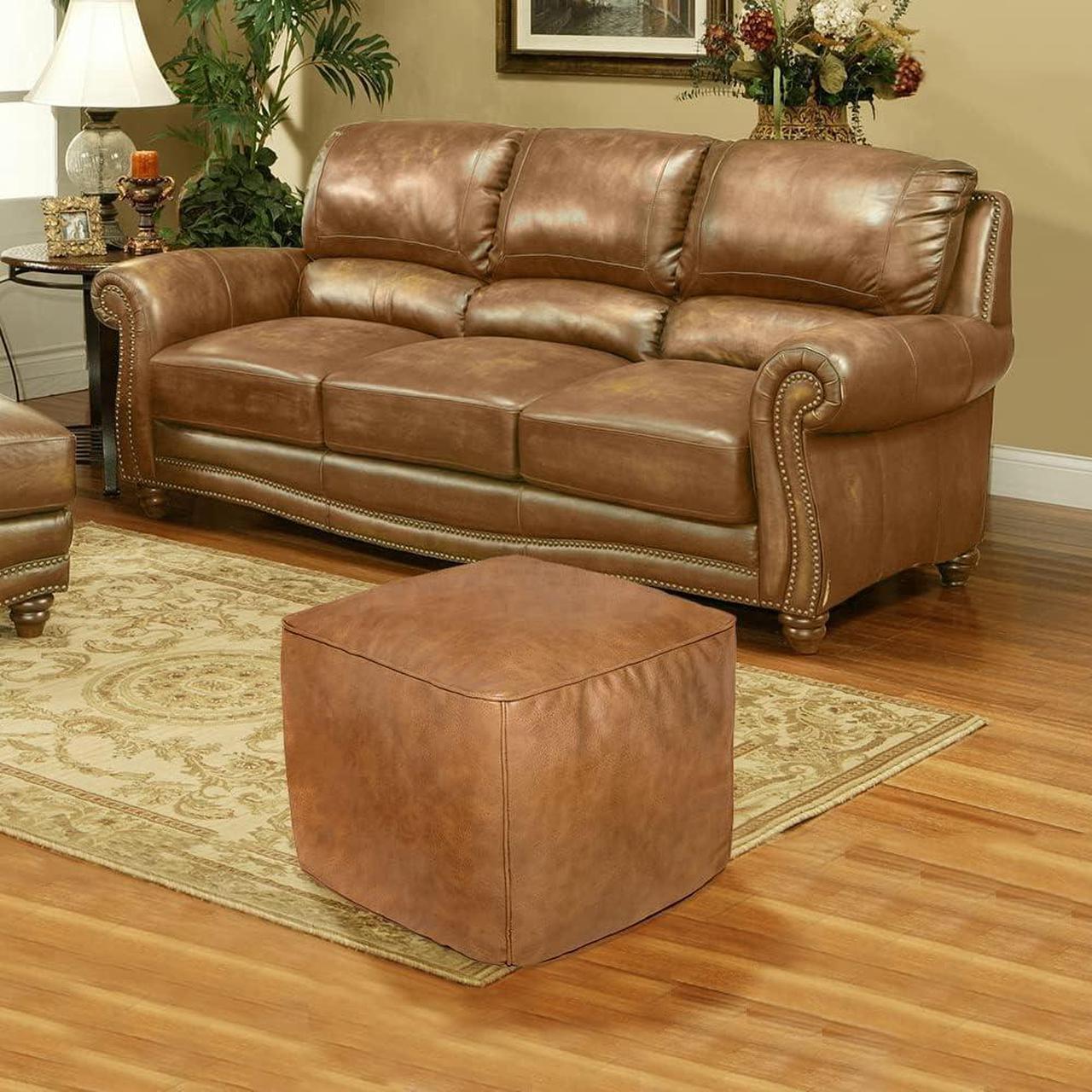 Alt view image 2 of 7 - ROTOT Square Pouf Ottoman Cover, Cube Bean Bag Chair, Decorative Footrest, Casual Footstool, Storage Solution for Bedroom Living Room (Amaretto)