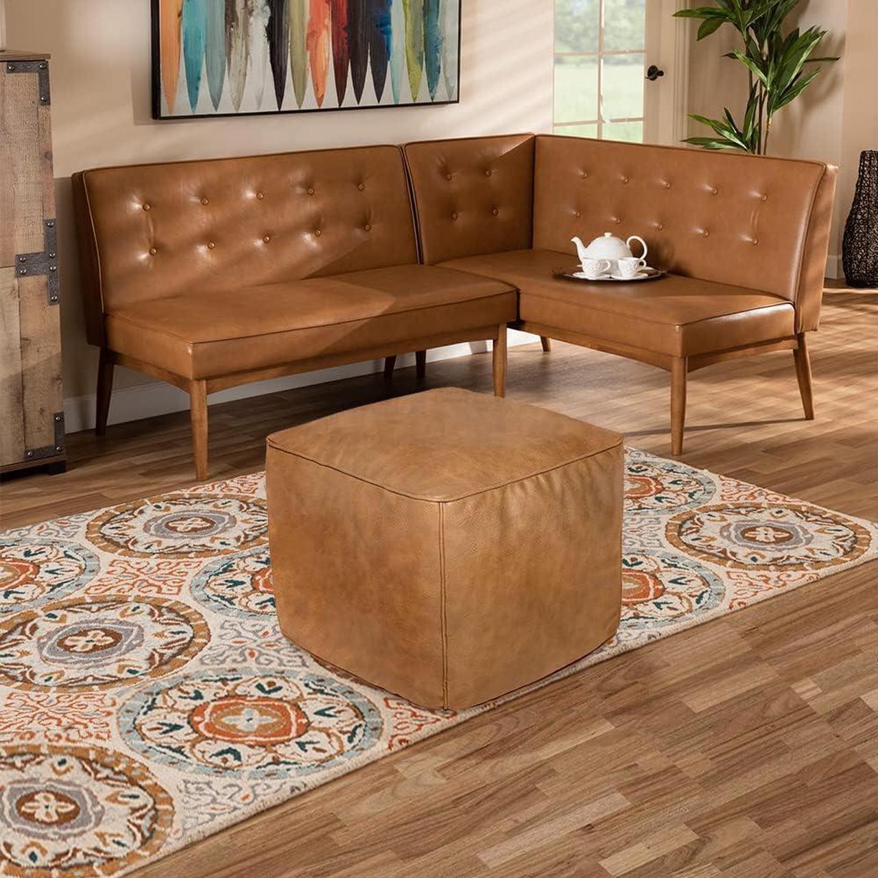 Alt view image 5 of 7 - ROTOT Square Pouf Ottoman Cover, Cube Bean Bag Chair, Decorative Footrest, Casual Footstool, Storage Solution for Bedroom Living Room (Amaretto)