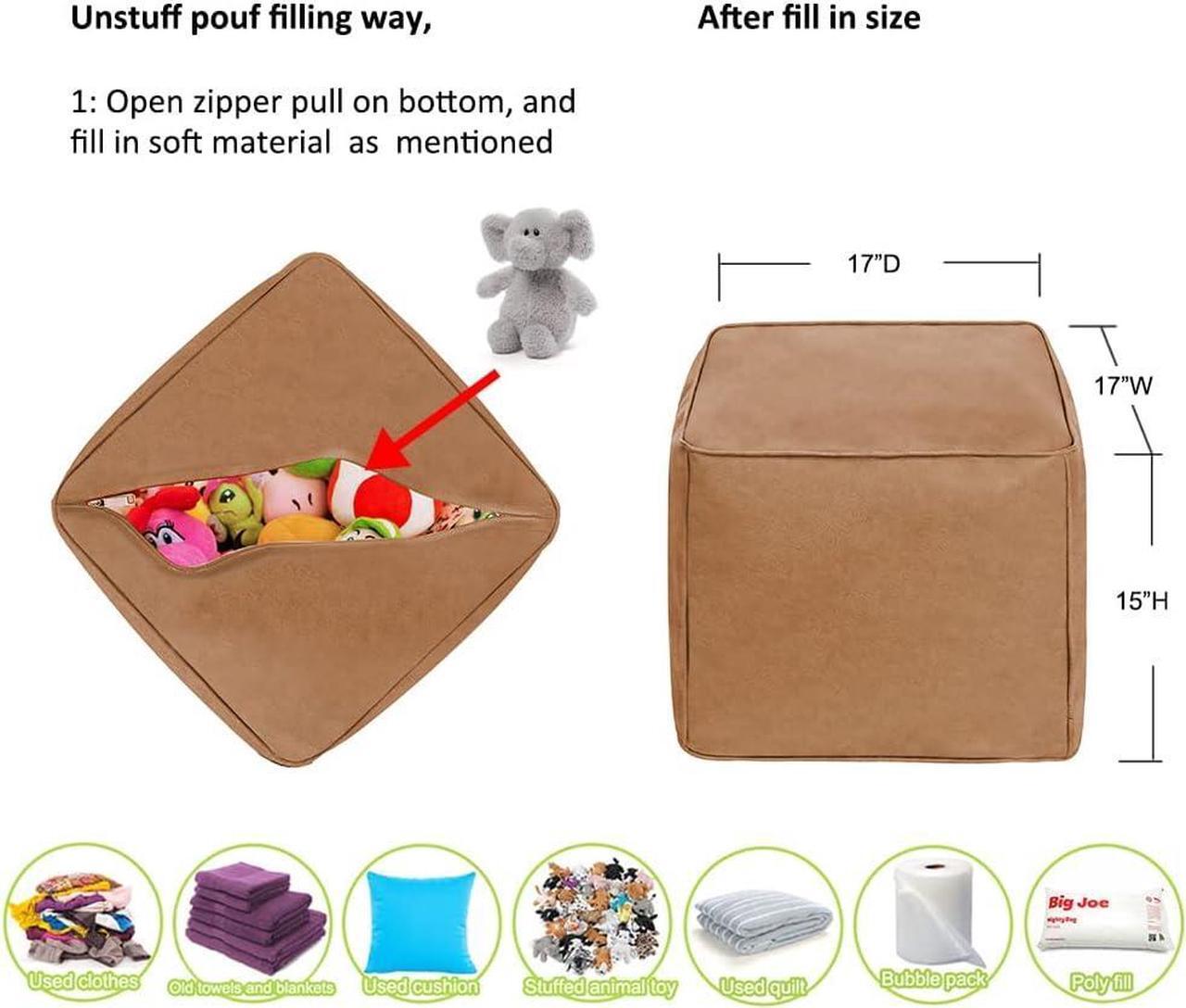 Alt view image 3 of 7 - ROTOT Square Pouf Ottoman Cover, Cube Bean Bag Chair, Decorative Footrest, Casual Footstool, Storage Solution for Bedroom Living Room (Amaretto)