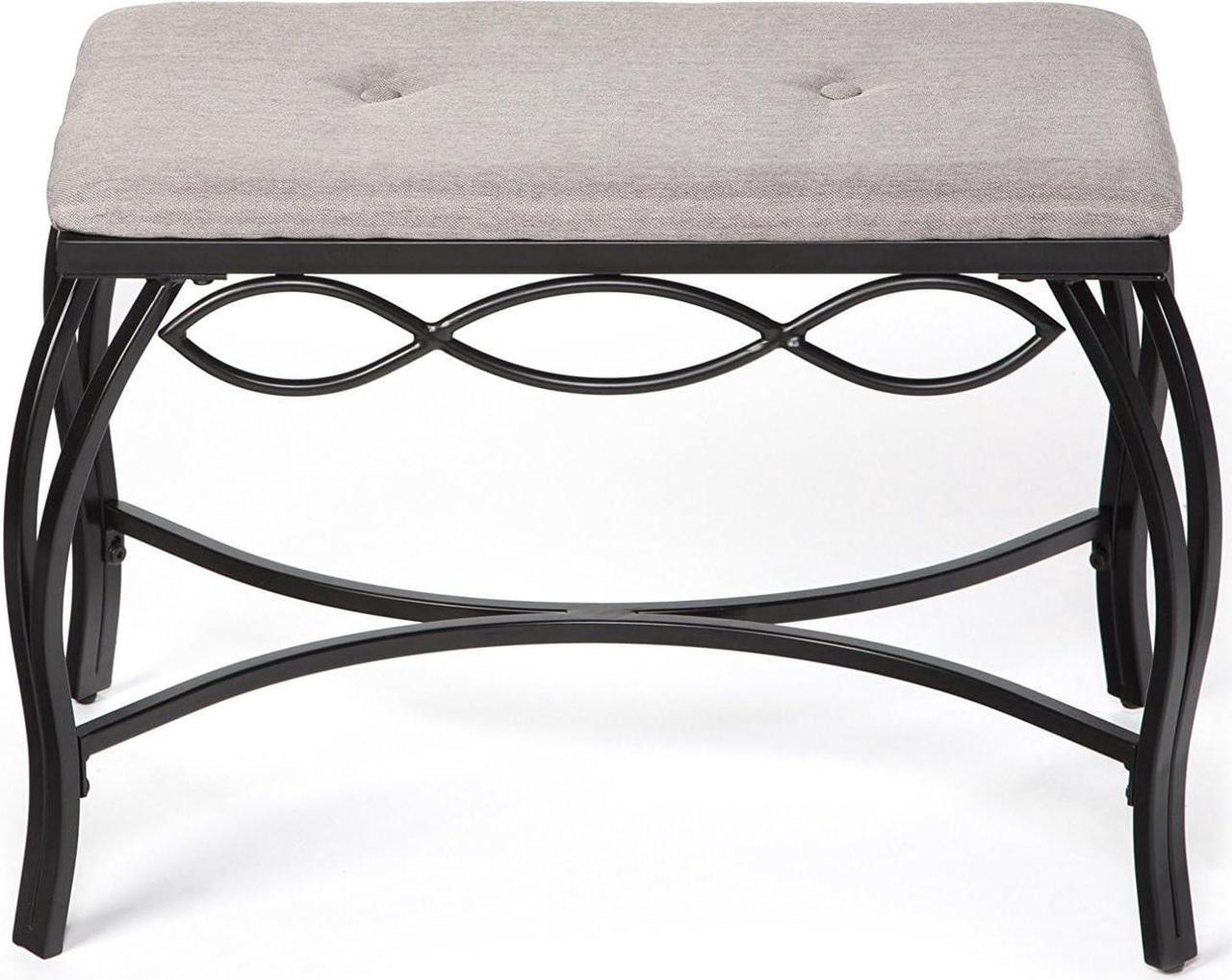 Main image of Mango Steam Heather Gray Shoe Bench - Vanity Seat for Makeup Room, Dressing Stool, Entryway Bench - Powder Coated, Upholstered, Space Saving, Welcome to consult