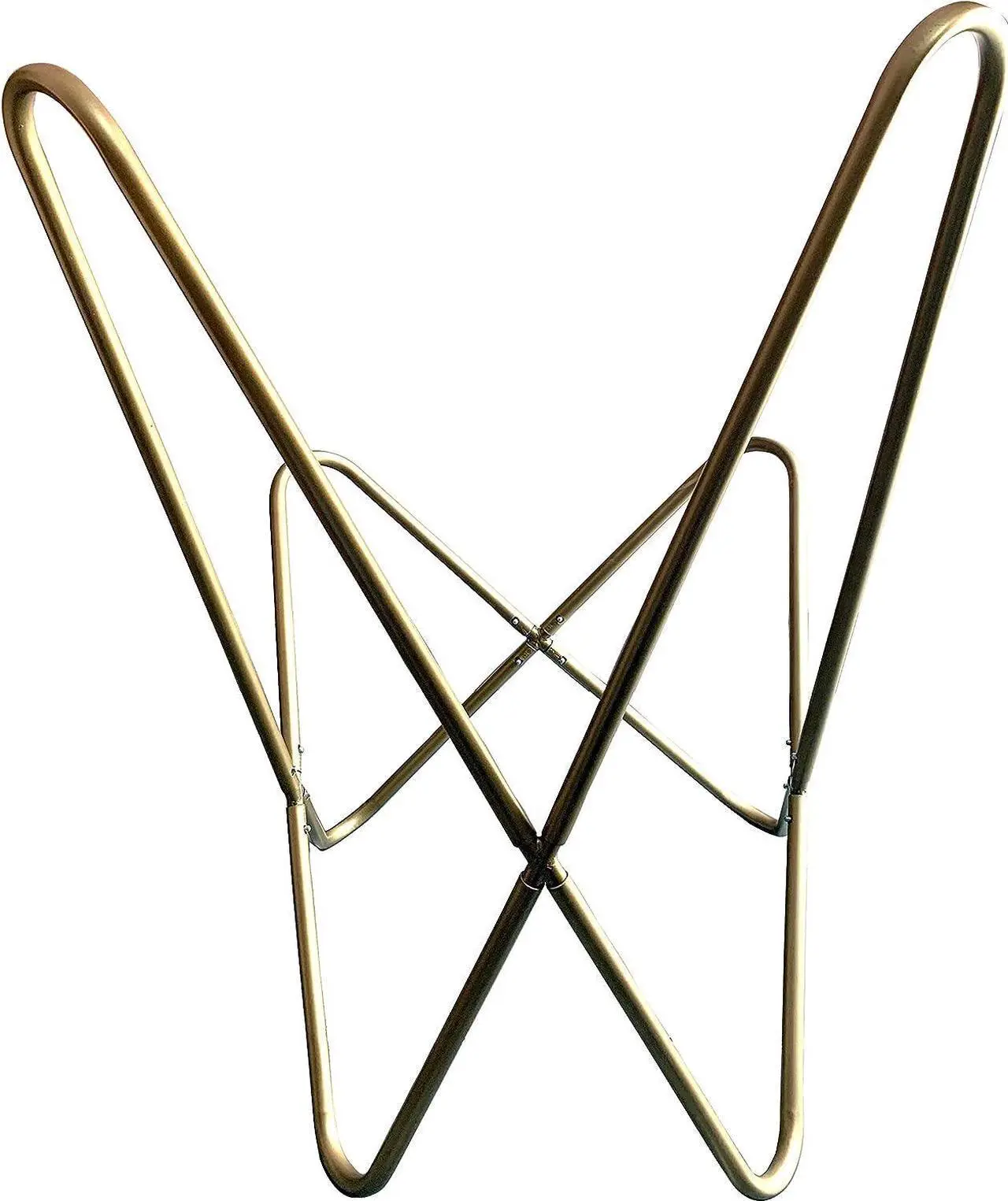 Alt view image 7 of 7 - Shy Shy Lets Touch The Sky Leather Living Room Chairs-Butterfly Chair Brown Leather Butterfly Chair-Handmade with Powder Coated Folding Iron Frame (Cover with Folding Frame) (Golden Frame)
