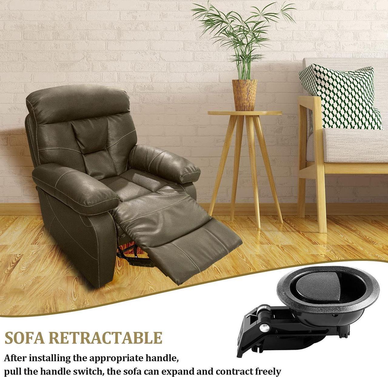 Alt view image 6 of 7 - Hotop Recliner Handle Replacement 4 Pieces Chair Release Lever Black Oval Pull Parts Plastic Sofa with Cable Hook, 3.5 x 3 Inches, Welcome to consult