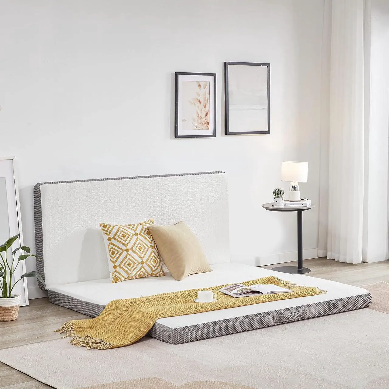 Alt view image 5 of 7 - Kingfun Folding Mattress, 3 inch Tri-fold Memory Foam Mattress Topper with Washable Cover,Folding Mattress CertiPUR-US Certified, Play Mat, Foldable Bed, Guest beds, Camp Portable BedSingle