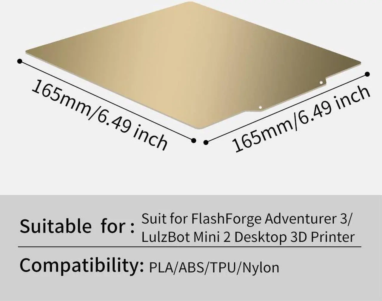 Alt view image 7 of 7 - 3D Printer 165x165mm/6.5x6.5inch PEI SheetDouble Sided Textured/SmoothSpring Steel Magnetic Build Plate Flexible Bed for Flashforge Adventure 3/Ender 2 pro/LuzBot Mini 2 Desktop 3D Printer