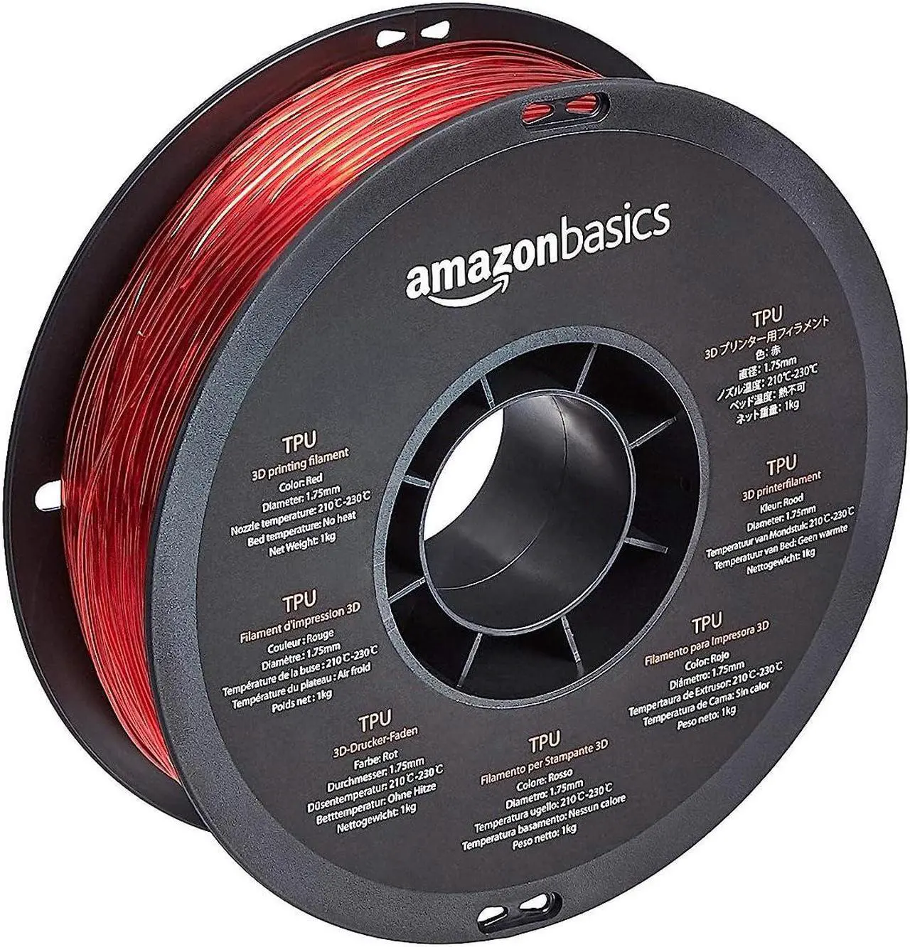 Main image of Basics TPU 3D Printer Filament, 1.75mm, Red, 1 kg Spool (2.2 lbs), Welcome to consult