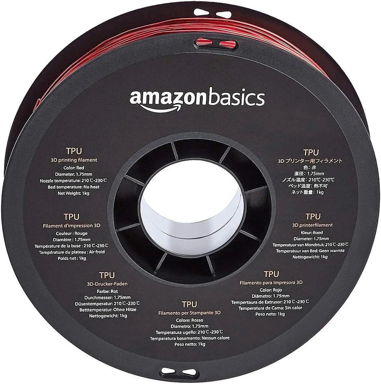 Alt view image 6 of 7 - Basics TPU 3D Printer Filament, 1.75mm, Red, 1 kg Spool (2.2 lbs), Welcome to consult
