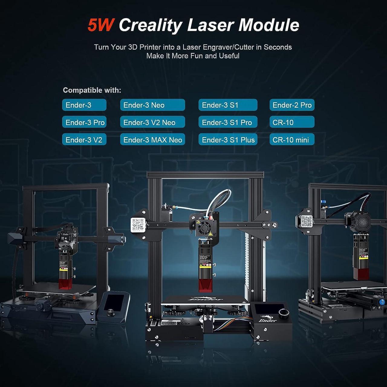 Alt view image 2 of 7 - ENOMAKER Creality Laser Engraver Module Kit 5W 455nm for Metal,Wood,Leather,Acrylic,Plastic etc, Compatible Ender 3 Pro V2/NEO/MAX/S1/S1 Pro, CR-10 3D Printer etc., Welcome to consult