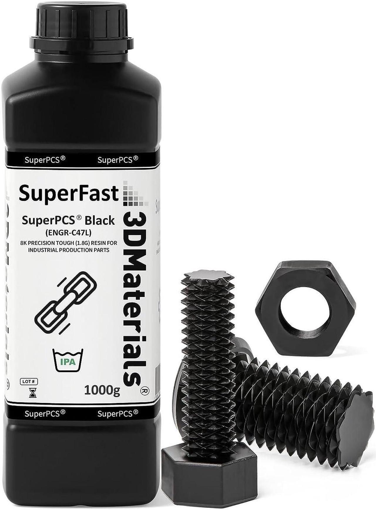 Main image of SuperPCS 3D Printer Resin, Toughest and Fastest, 50um 1.8GPa Print in 1.5 sec, Made in Korea by 3DMaterials (1000g, Black)
