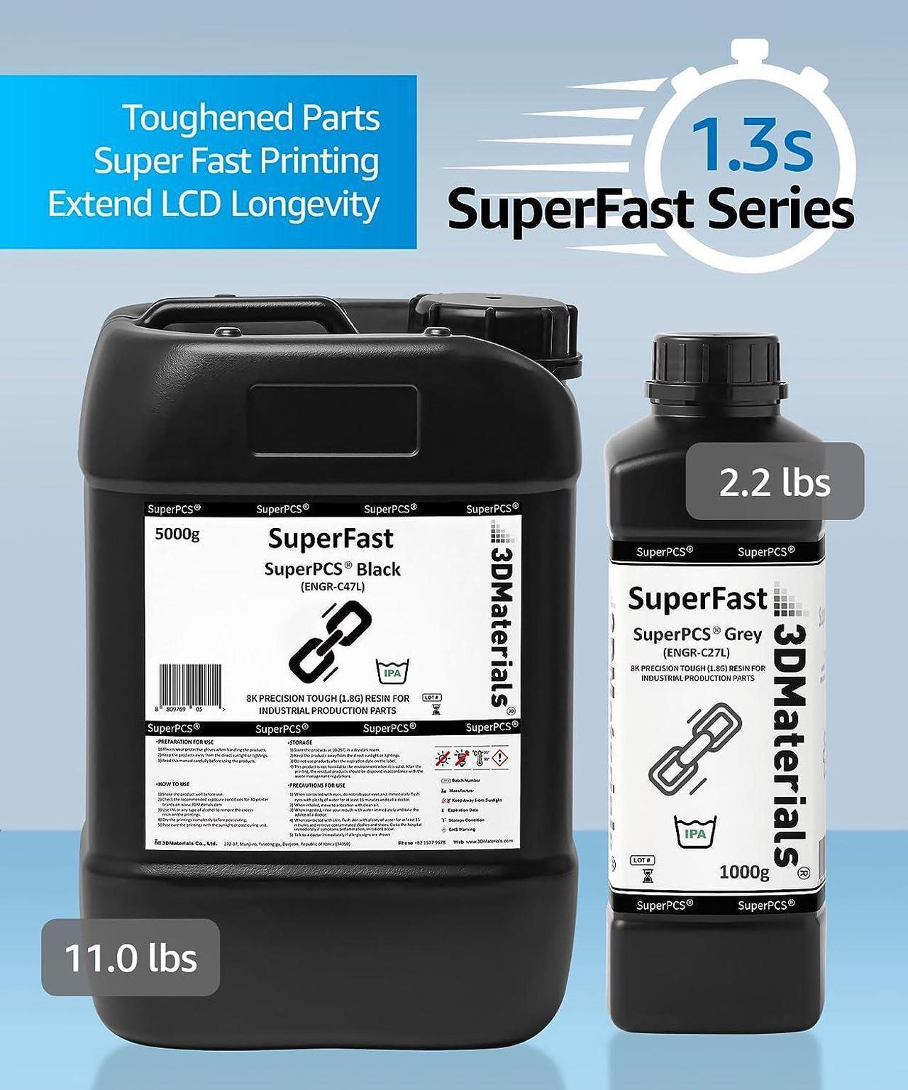 Alt view image 5 of 7 - SuperPCS 3D Printer Resin, Toughest and Fastest, 50um 1.8GPa Print in 1.5 sec, Made in Korea by 3DMaterials (1000g, Black)