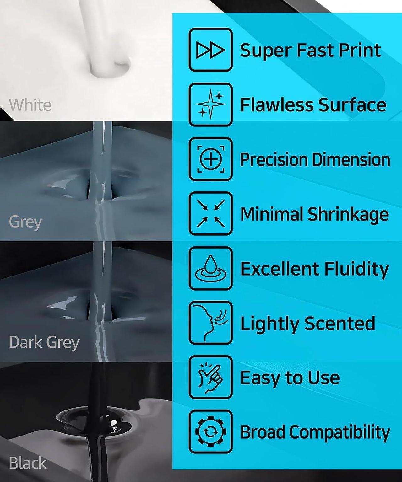 Alt view image 7 of 7 - SuperPCS 3D Printer Resin, Toughest and Fastest, 50um 1.8GPa Print in 1.5 sec, Made in Korea by 3DMaterials (1000g, Black)