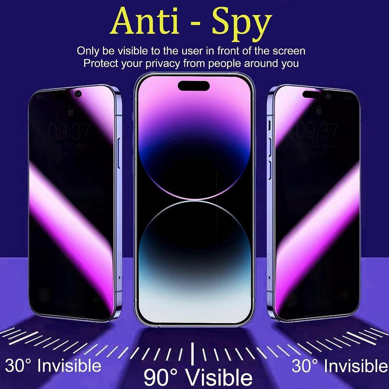 Alt view image 2 of 7 - Westillux Compatible with iPhone 14 Pro Max Privacy Screen Protector Private Tempered Glass mirror Anti Bluelight colorful Film Anti-Scratch Anti-Spy Bubble free HD clear 6.7 inch 2 pack (Purple)