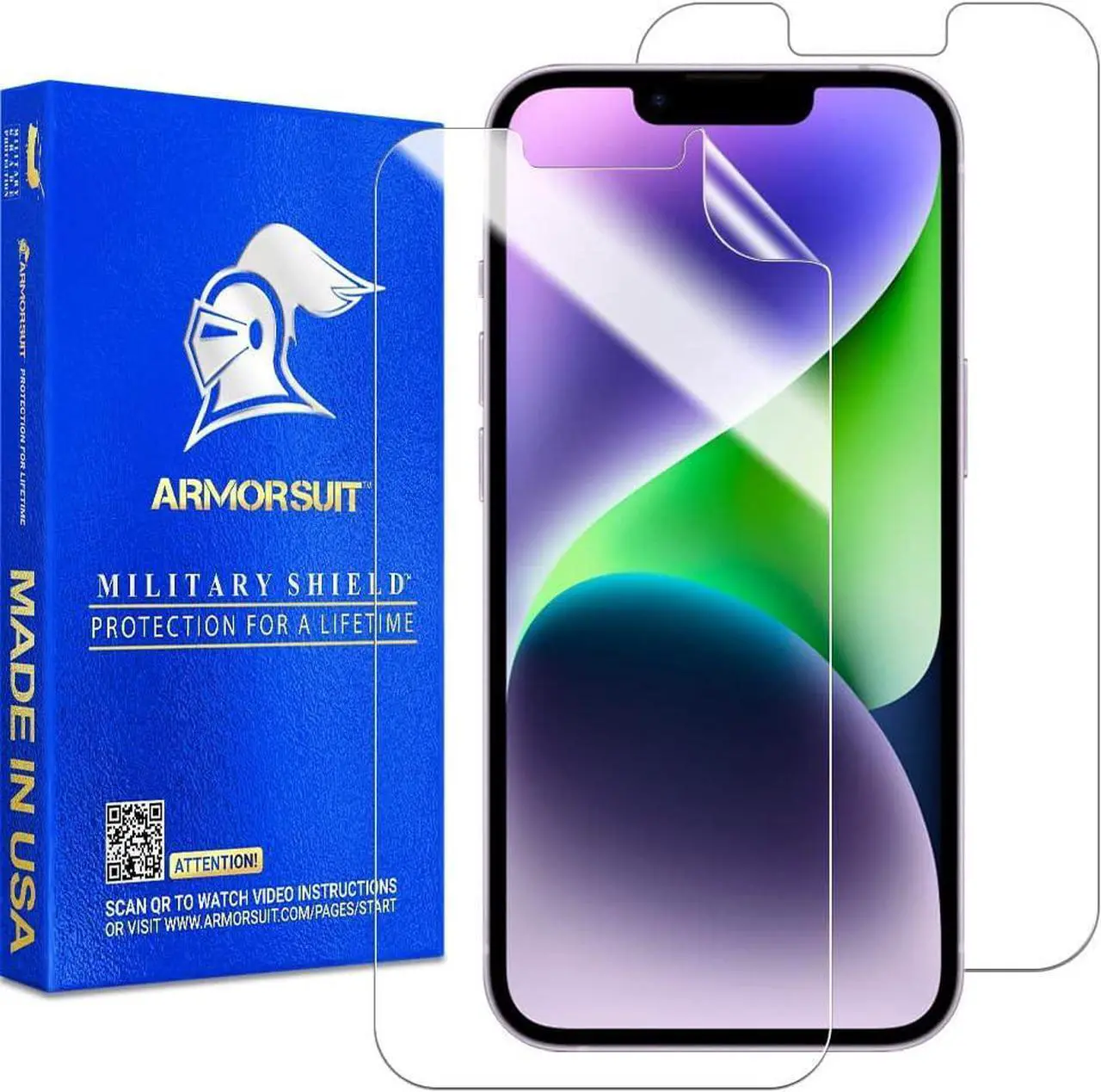 Main image of ArmorSuit 2 Pack MilitaryShield Screen Protector Designed for iPhone 14 / iPhone 13/13 Pro Case Friendly HD Clear Film, Welcome to consult