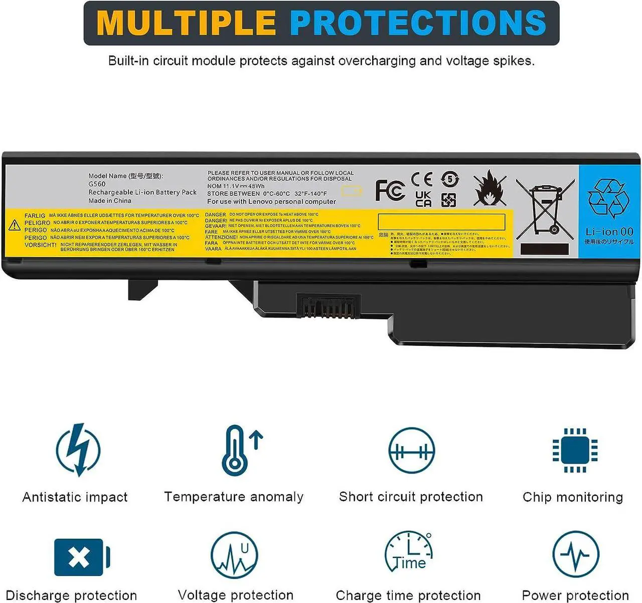 Alt view image 4 of 7 - Futurebatt Laptop Battery for Lenovo G460 G465 G470 G475 G560 G565 G570 B470 B570 IdeaPad V360 V370 V470 V570 Z370 Z460 Z465 Z470 Z475 Z560 Z570 Z575 L09S6Y02 L08S6Y21 L09C6Y02 L09L6Y02 L09M6Y02