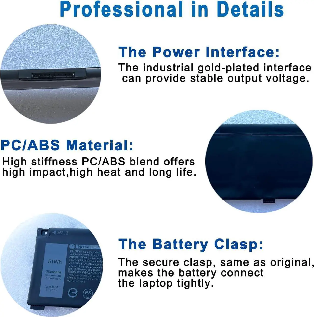 Alt view image 4 of 5 - 266J9 Laptop Battery Replacement for Dell G3 15 3500 3590 3790 G5 15 5500 SE 5505 P89F Inspiron 5490 INS 15PR-1545W 1548BR 1645W 1742BR 1742W Series 0415CG C9VNH 0PN1VN 0M4GWP 11.4V 51Wh 4255mAh 3Cell