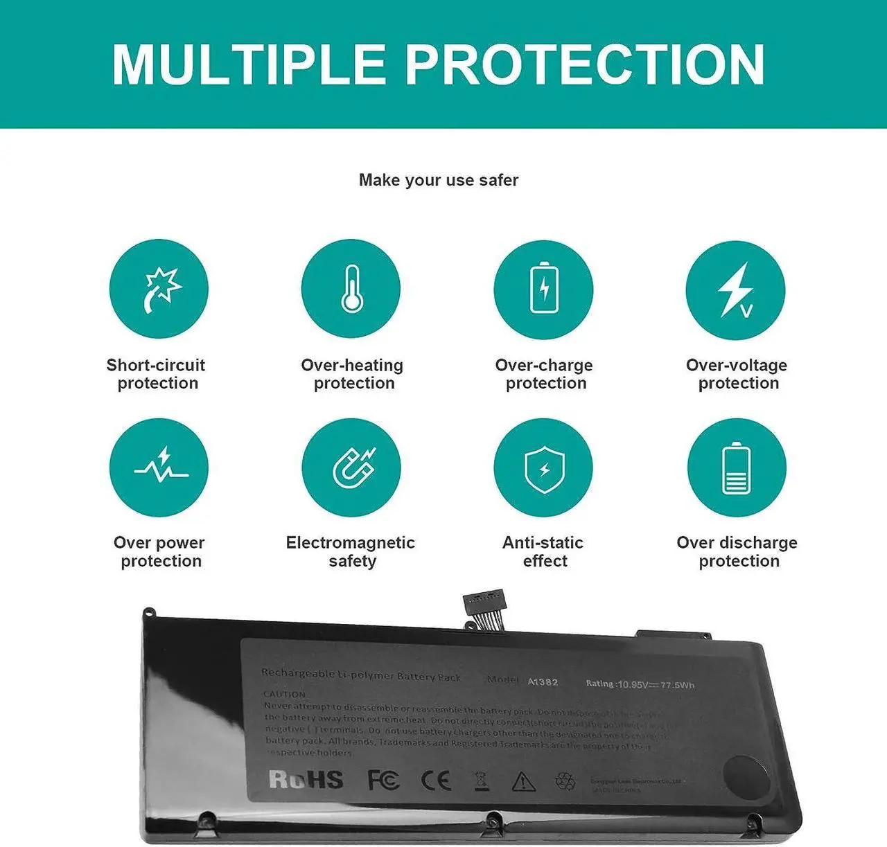 Alt view image 3 of 7 - Fancy Buying A1382 A1286 Laptop Battery for 15 inch MacBook Pro 8,2 9,1 MacBook Pro Battery A1286 (Mid 2012 Early 2011 Late 2011)