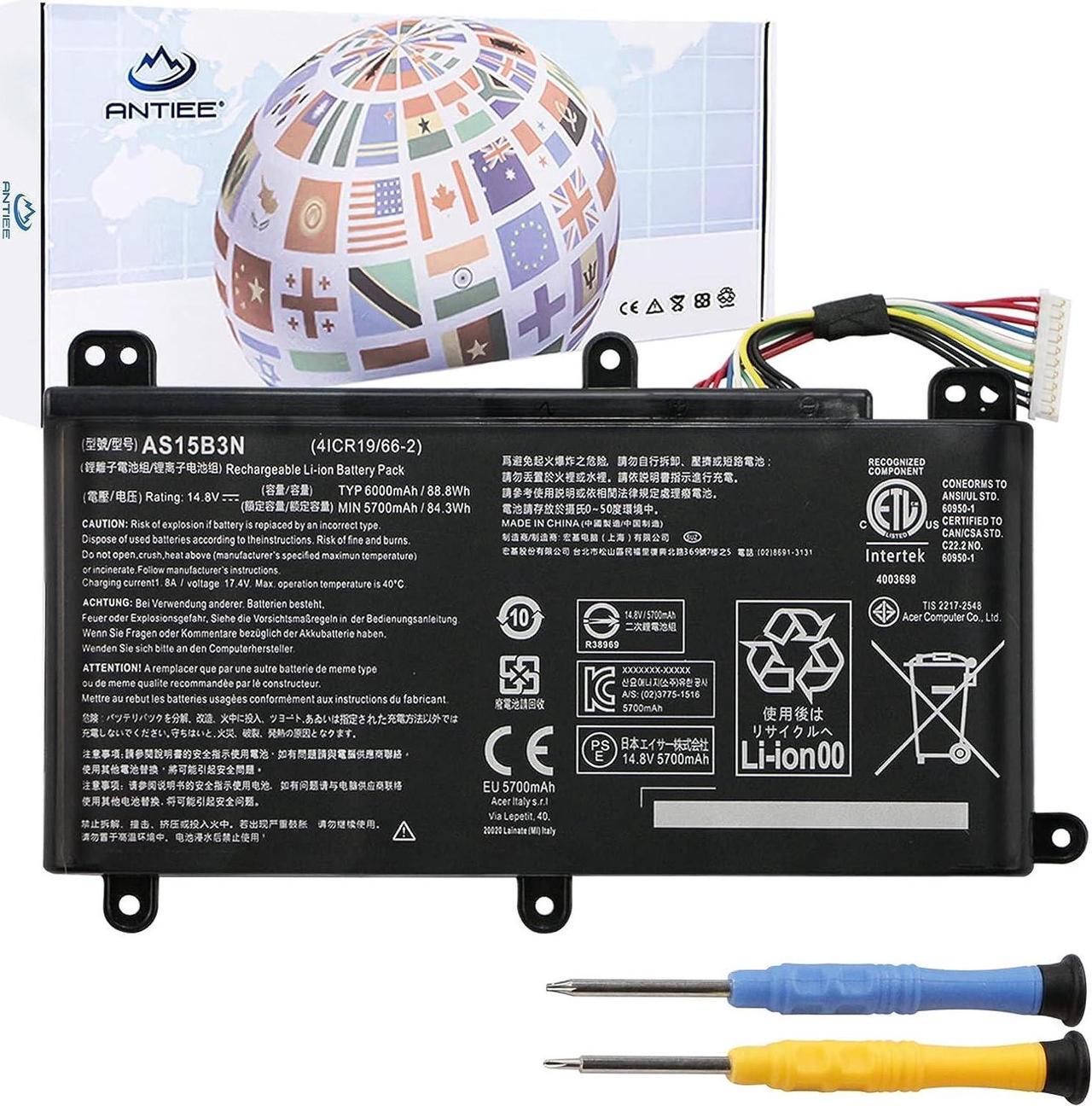 Main image of ANTIEE AS15B3N Laptop Battery for Acer Predator 15 G9-591 G9-591G G9-592 G9-592G G9-593 Predator 17 G5-793 G9-791 G9-791G G9-792 G9-792G G9-793 Predator 17X GX-791 GX-792 21X GX21-71 G9000 4ICR19/66-2