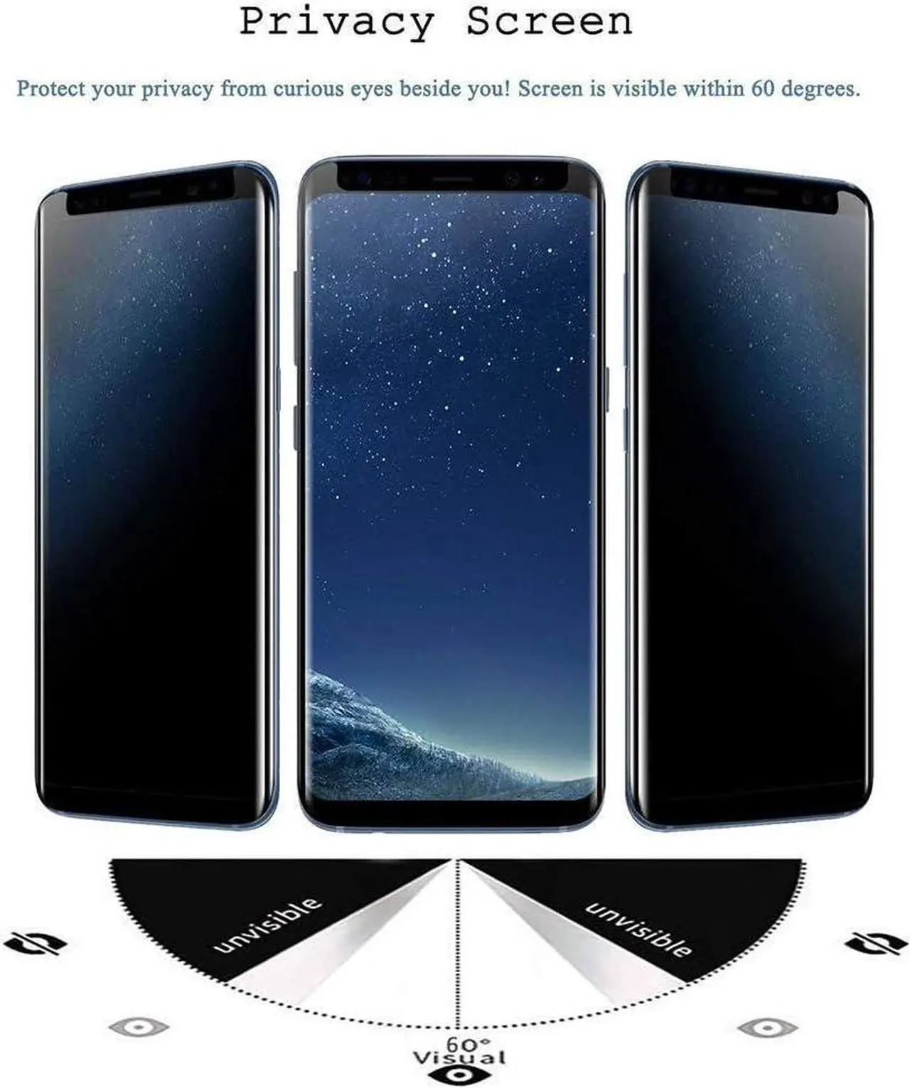 Main image of [2 Pack] for Galaxy S8 Plus Privacy Screen Protector, AmzSuker Anti-Spy 3D Curved Tempered Glass [Case Friendly][9H Hardness][Anti-Scratch] Screen Protector for Samsung Galaxy S8 Plus