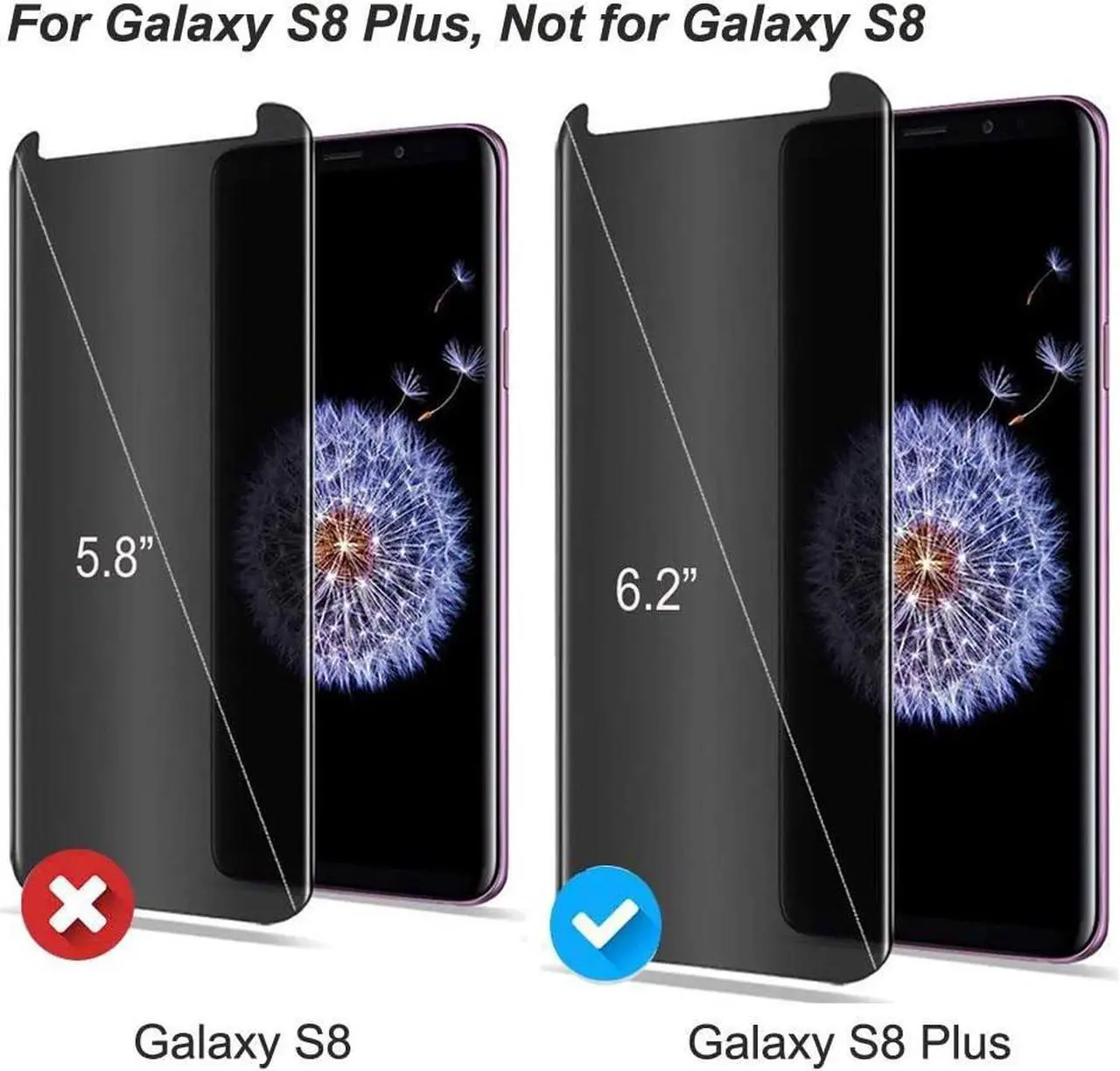 Alt view image 2 of 7 - [2 Pack] for Galaxy S8 Plus Privacy Screen Protector, AmzSuker Anti-Spy 3D Curved Tempered Glass [Case Friendly][9H Hardness][Anti-Scratch] Screen Protector for Samsung Galaxy S8 Plus