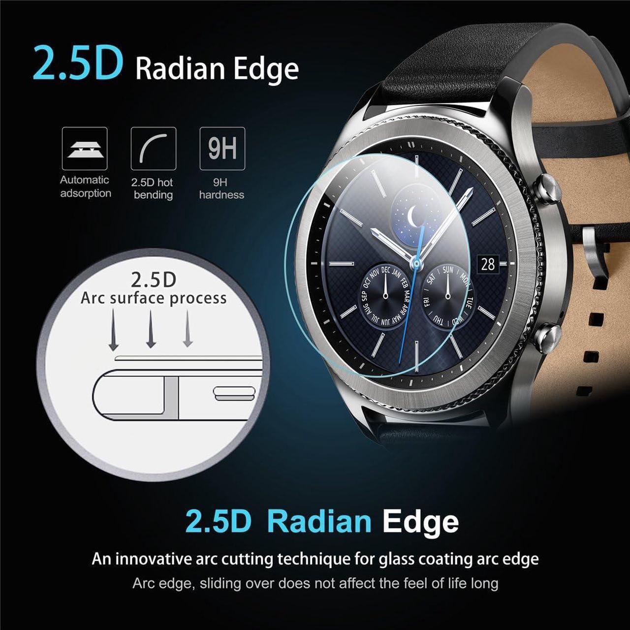 Alt view image 6 of 7 - Diruite 4-Pack for Samsung Gear S3 Frontier/Classic Screen Protector,Tempered Glass for Gear S3 Watch [2.5D 9H Hardness] [Bubble-Free] [Anti-Scratch], Welcome to consult