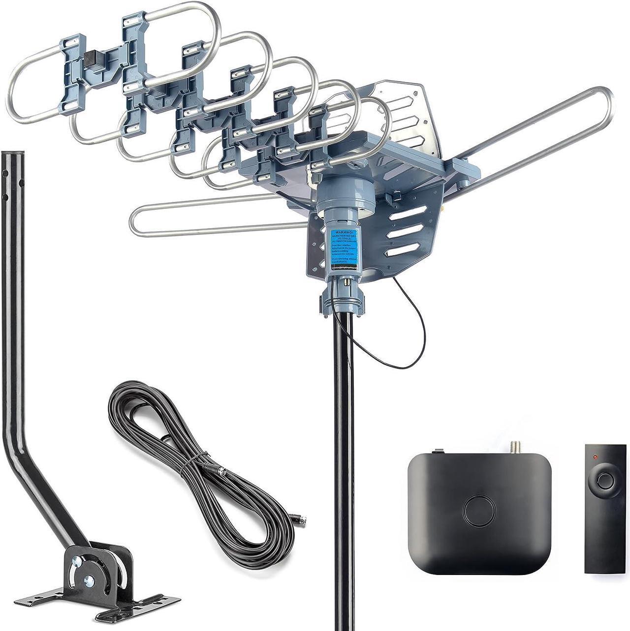 Main image of CeKay Digital Outdoor Amplified HD TV Antenna Motorized 360 Degree Rotation 150 Miles with 40FT RG6 Coax Cable and Mounting Pole Snap-On Installation - UHF/VHF/1080P/4K, Welcome to consult