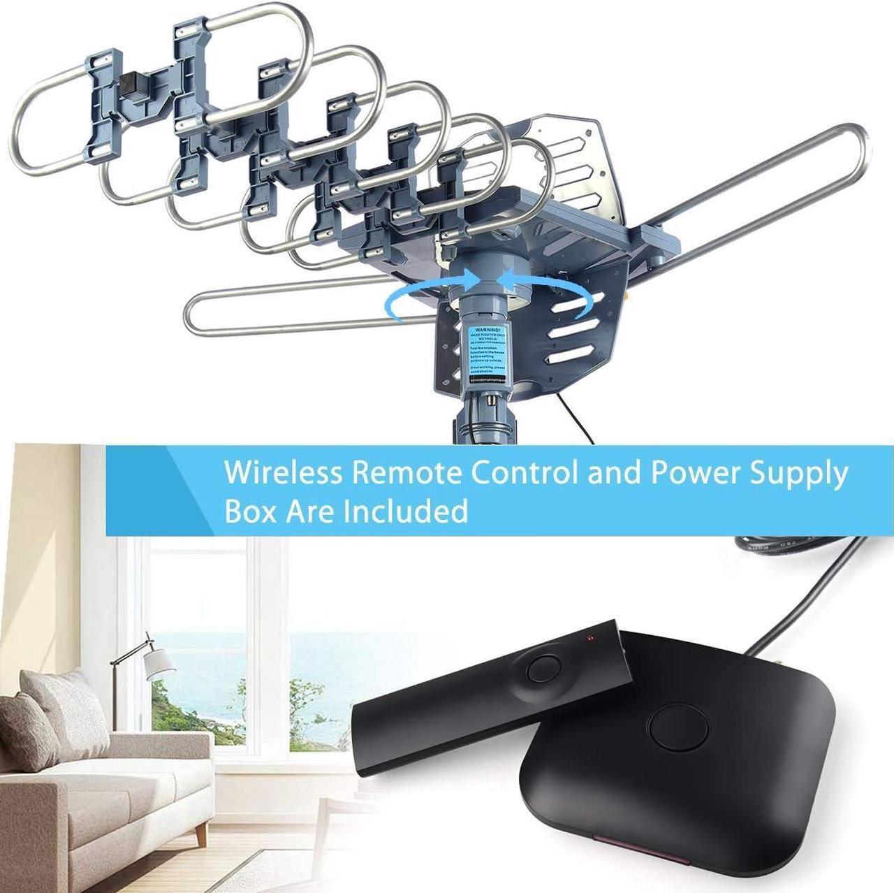 Alt view image 2 of 7 - CeKay Digital Outdoor Amplified HD TV Antenna Motorized 360 Degree Rotation 150 Miles with 40FT RG6 Coax Cable and Mounting Pole Snap-On Installation - UHF/VHF/1080P/4K, Welcome to consult
