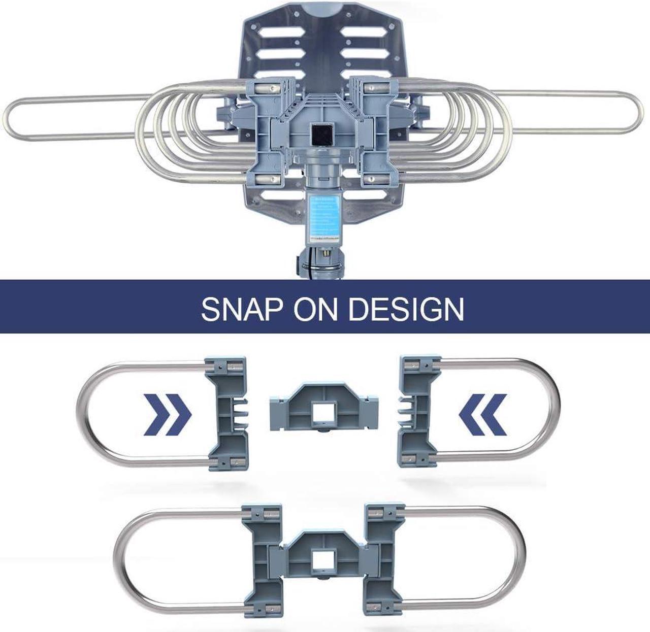 Alt view image 5 of 7 - CeKay Digital Outdoor Amplified HD TV Antenna Motorized 360 Degree Rotation 150 Miles with 40FT RG6 Coax Cable and Mounting Pole Snap-On Installation - UHF/VHF/1080P/4K, Welcome to consult