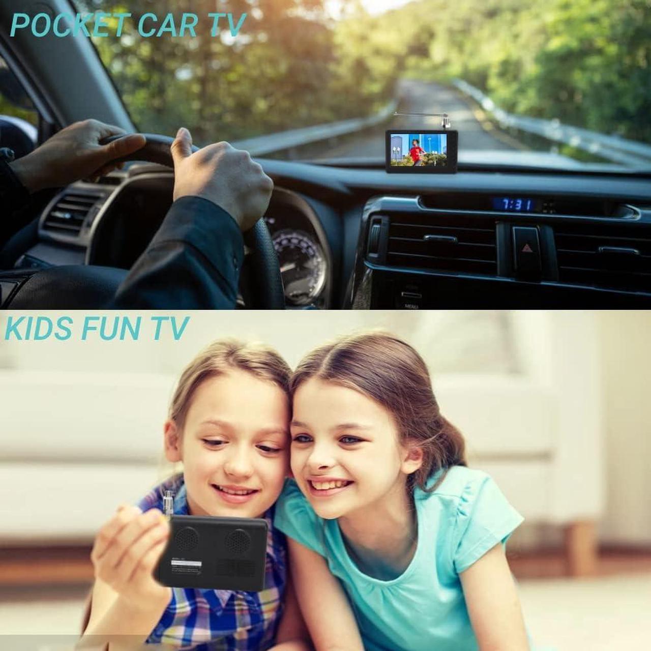 Alt view image 6 of 7 - Acogedor 5 Inch Portable TV, 1080P ATSC Pocket Digital Car TV, with 1500mAh Rechargeable Battery, Support USB, TF Card, Mini Digital Television for Camping, Kitchen, Welcome to consult