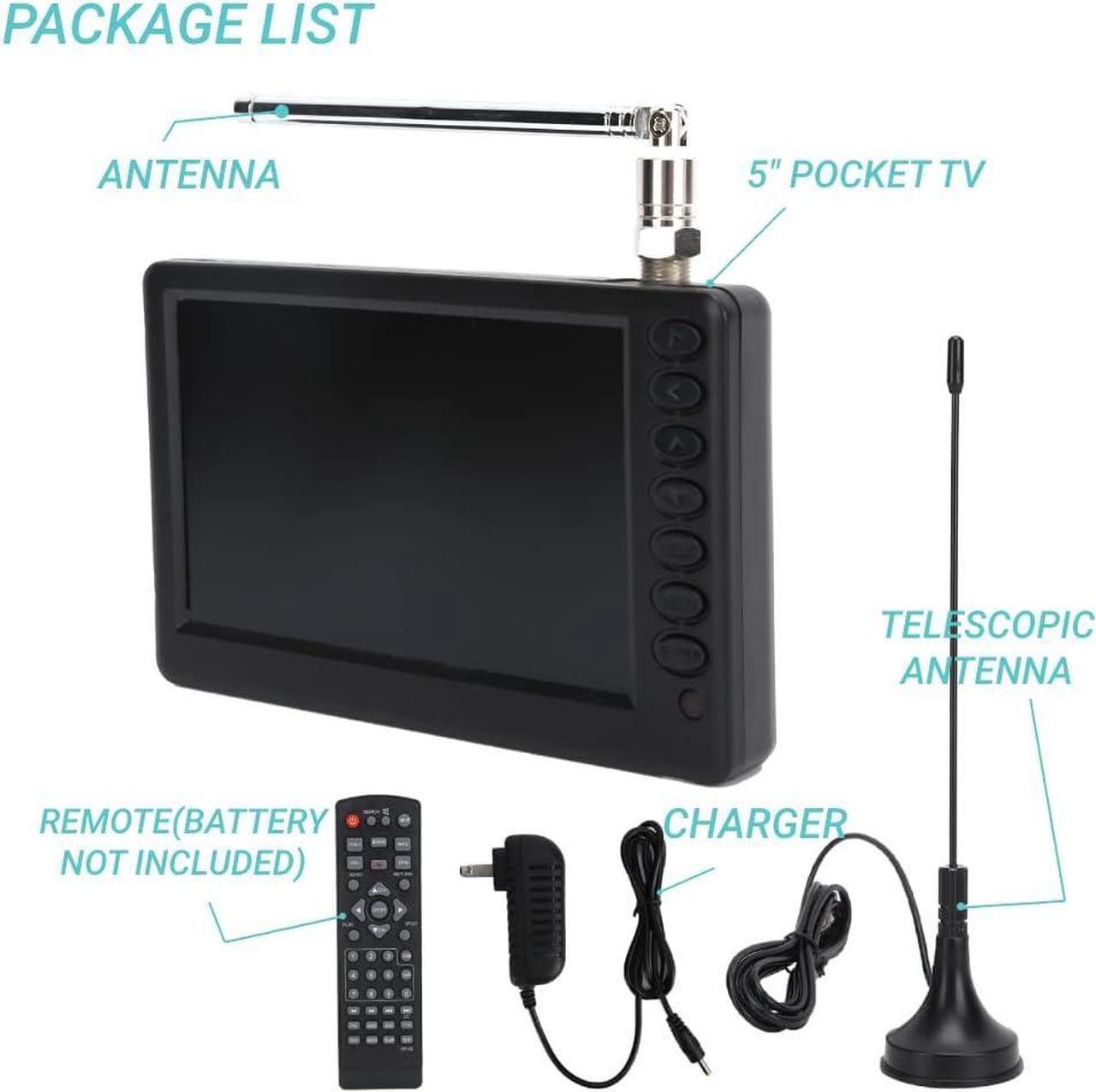 Alt view image 2 of 7 - Acogedor 5 Inch Portable TV, 1080P ATSC Pocket Digital Car TV, with 1500mAh Rechargeable Battery, Support USB, TF Card, Mini Digital Television for Camping, Kitchen, Welcome to consult