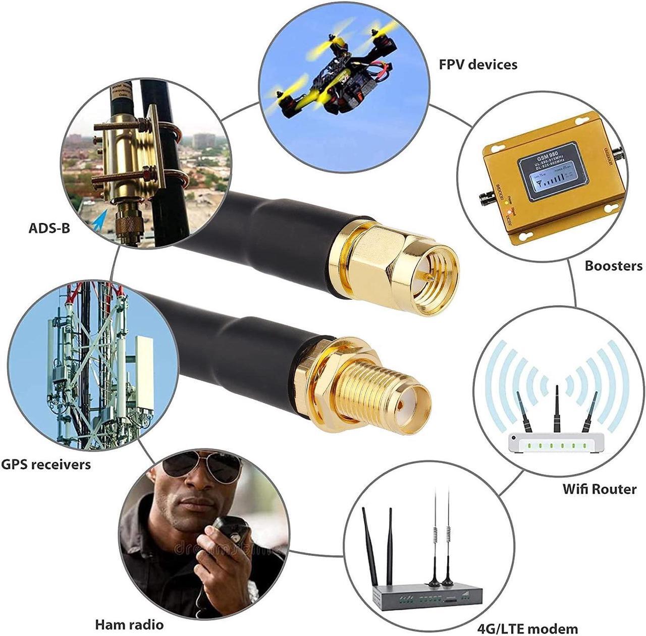 Alt view image 6 of 7 - XRDS -RF 3ft SMA Male to SMA Female Coax Extension Cable, 50 Ohm KMR240 Low Loss SMA Coax Coaxial Cable with SMA Connectors for 3G/4G/5G/LTE/ADS-B/WiFi/RF/Ham/Radio (Not for TV)
