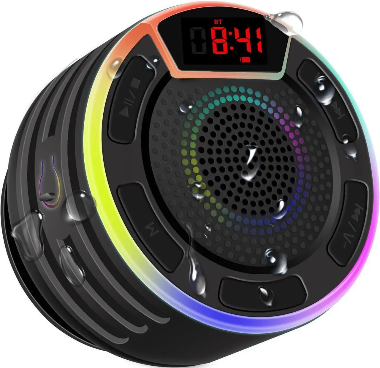 Main image of BassPal Bluetooth Speakers, IPX7 Waterproof Shower Speaker, Portable Speaker with LED Display, FM Radio, Suction Cup, Light Show, Built-in Mic, Best Gifts for Pool Beach Home Party Travel Outdoors