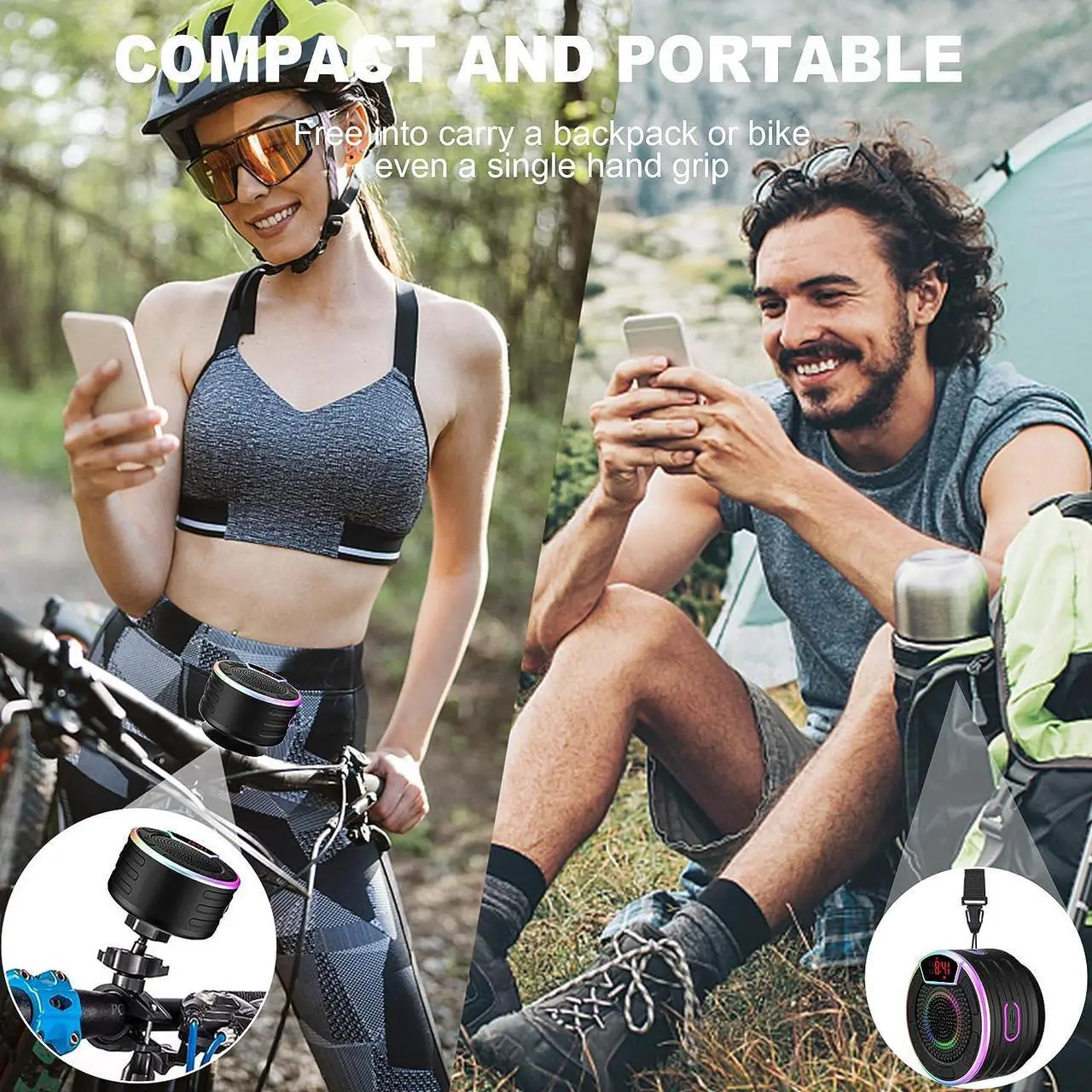 Alt view image 7 of 7 - BassPal Bluetooth Speakers, IPX7 Waterproof Shower Speaker, Portable Speaker with LED Display, FM Radio, Suction Cup, Light Show, Built-in Mic, Best Gifts for Pool Beach Home Party Travel Outdoors