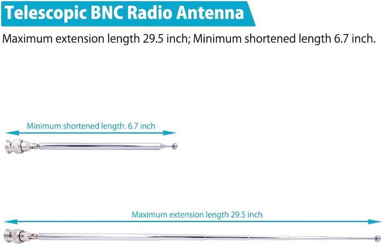 Alt view image 4 of 5 - Fancasee (2 Pack) BNC Radio Antenna with BNC Male Plug Jack Connector Adapter Telescopic Stainless Steel HF VHF UHF BNC Antenna for Portable Mobile Handheld Radio Scanner Police Scanner Receiver