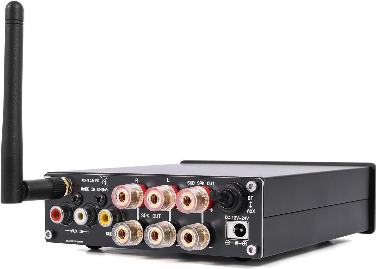 Alt view image 6 of 7 - XRONG Subwoofer Amplifier Home Audio, Bluetooth Amplifier 5.0 Stereo,2.1 Channel Mini Hi-Fi Class D Integrated Amp 80 Watt x2+80 Watt for Home Outdoor Passive Speakers,Powered Subwoofer