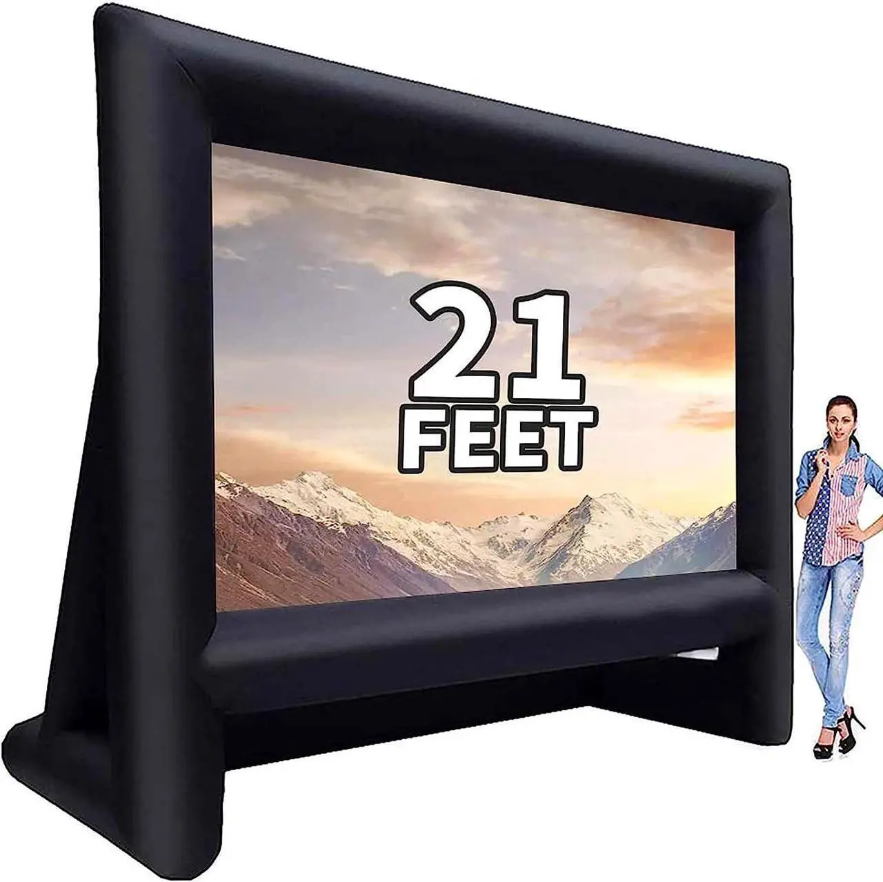 Main image of GYUEM 21 feet Inflatable Outdoor Projector Movie Screen - Blow Up Screen for TV & Movies with Blower Portable Projection Screen for Home Theater Outdoor Indoor Support Front & Rear Projection