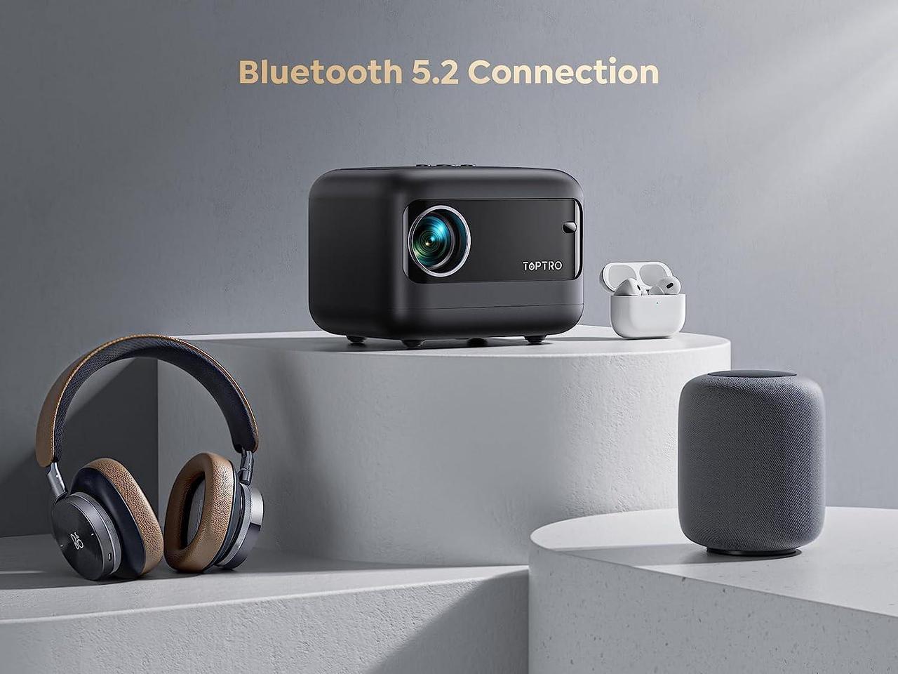 Alt view image 6 of 7 - [Electric Focus/Mini Body]Mini Projector with WiFi 6 and Bluetooth 5.2, 2025 Upgrade TOPTRO TR25 Portable Projector, 1080P FHD, ±40° Electric Keystone Correction, Movie Projector for iOS/Android/PS5