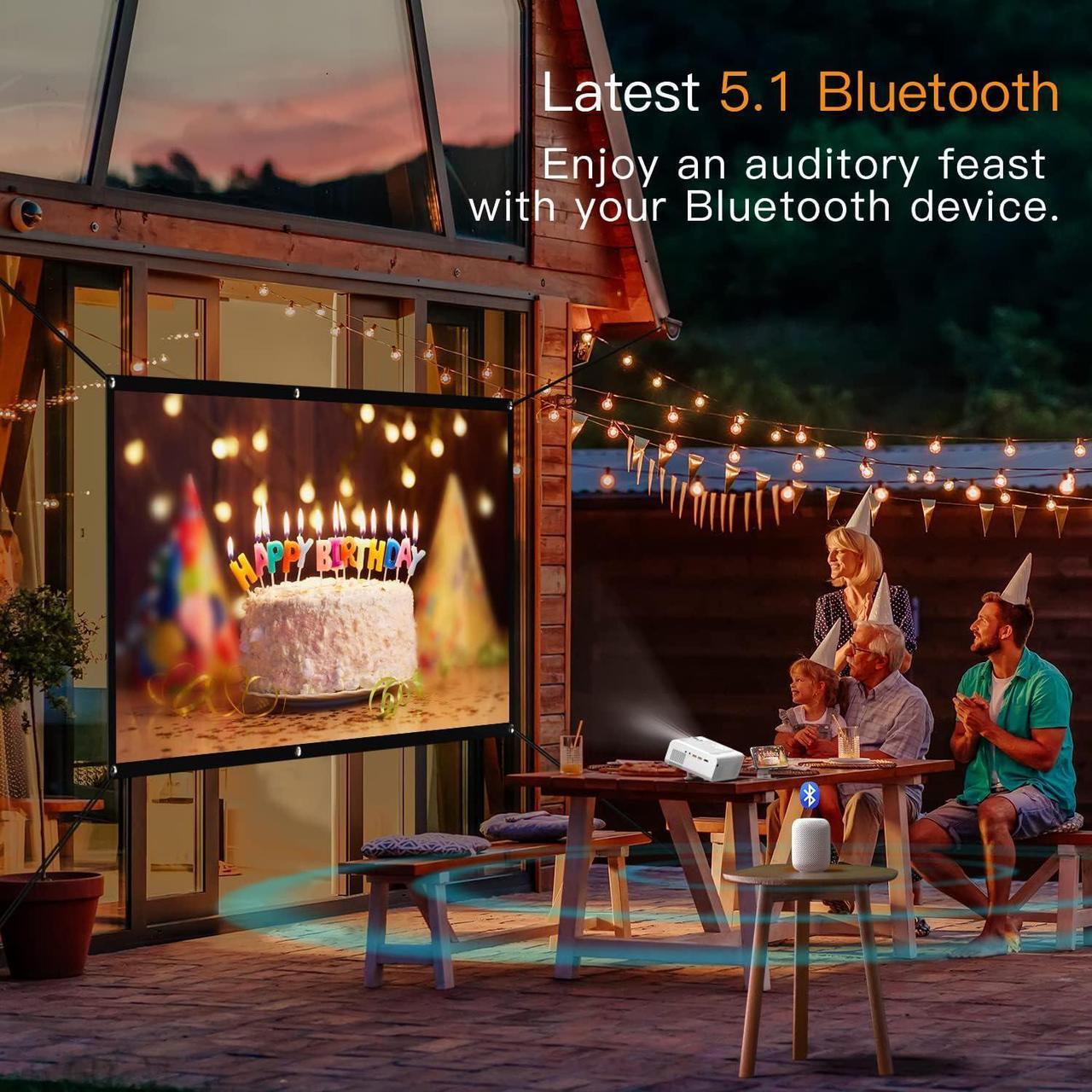 Alt view image 6 of 7 - Projector with WiFi and Bluetooth, 2023 Upgraded VOPLLS 5G Native 1080P Projector, 450 ANSI Outdoor Projector 4K Support, ±50°/4P/4D Keystone, 50% Zoom, Compatible with TV Box/USB/PC/iOS/Android Phone