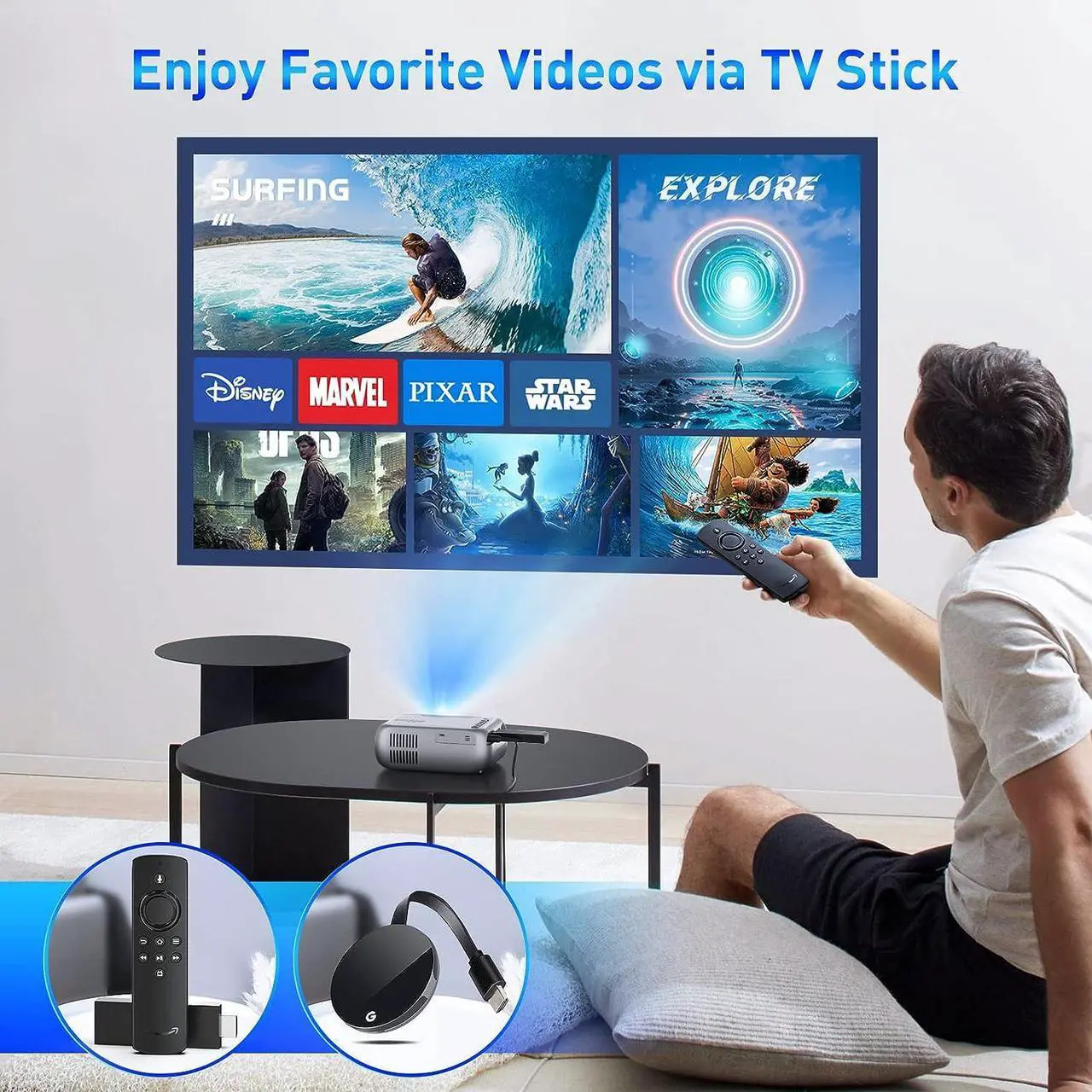 Alt view image 6 of 7 - Mini Projector with WiFi, Oddsea Portable Projector for Home Theater, 1080P Supported Movie Projector for Outdoor Use, Compatible with iPhone, Android Phone, Laptop, USB, TV Stick, Welcome to consult