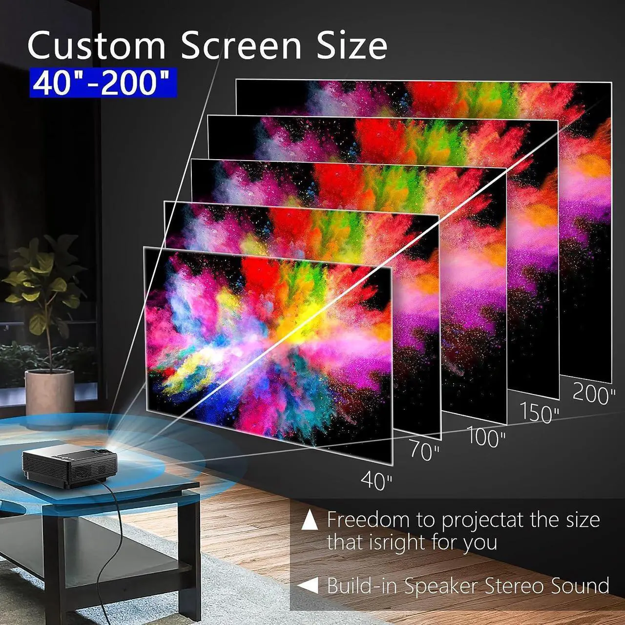 Alt view image 3 of 7 - SUNYS Projector, Mini Projector with WiFi and Bluetooth Native 1080P 12000 Lumens Projectors, Welcome to consult
