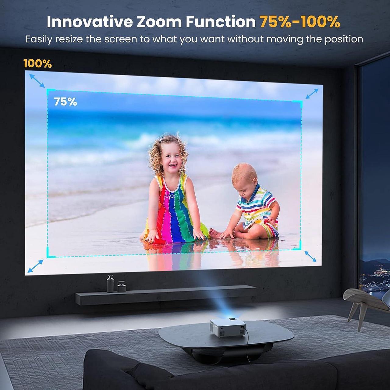 Alt view image 7 of 7 - FANGOR 5G WiFi Bluetooth Projector - 540 ANSI Native 1080P HD Outdoor Movie Projector 4K Support, Portable Home Theater Video Projector with Zoom & HiFi Speaker, Compatible with TV Stick/Phone/PC/USB