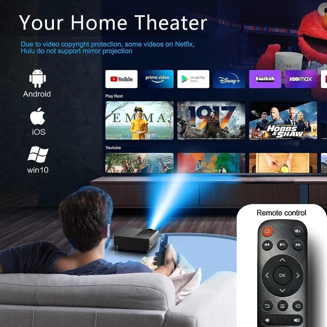 Alt view image 6 of 7 - SUNYS Projector, Mini Projector with WiFi and Bluetooth Native 1080P 12000 Lumens Projectors, Welcome to consult