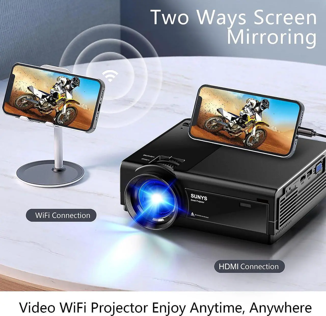 Alt view image 7 of 7 - SUNYS Projector, Mini Projector with WiFi and Bluetooth Native 1080P 12000 Lumens Projectors, Welcome to consult